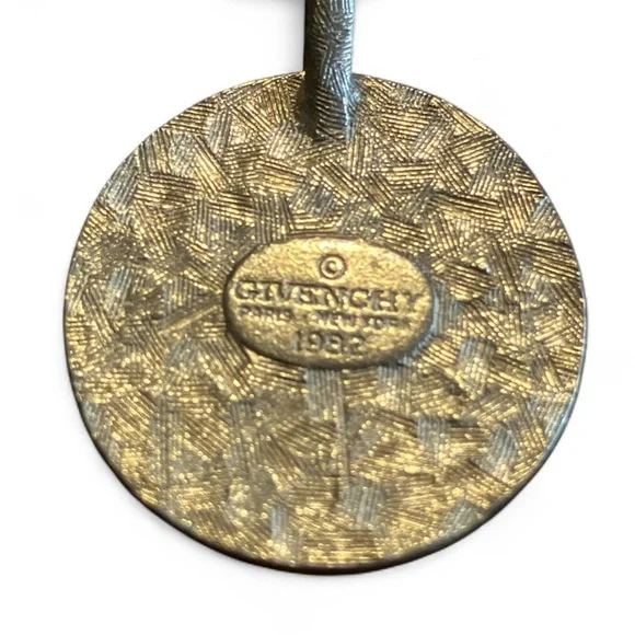 Vintage 1982 Givenchy Two Tone Logo Pendant & Chain 16”